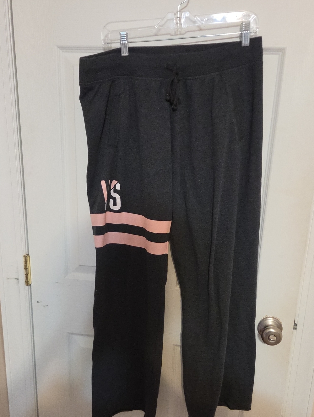 PINK Victoria's Secret Black Joggers with Pink Stripe Accent